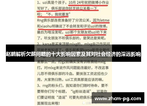 赵鹏解析欠薪问题的十大影响因素及其对社会经济的深远影响