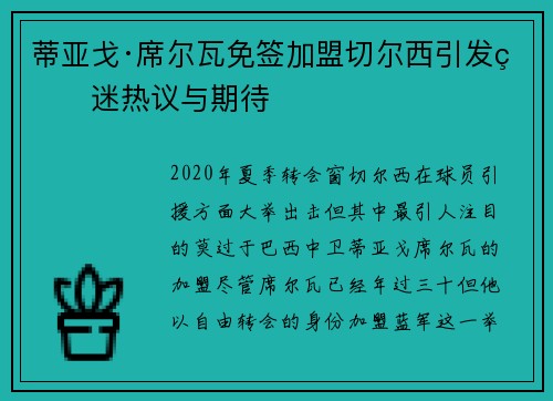 蒂亚戈·席尔瓦免签加盟切尔西引发球迷热议与期待